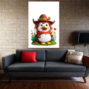 Happy duck with a  Hat   AI Art Poster