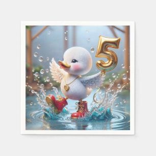 Happy Duckling With #5  Birthday Balloon Napkin