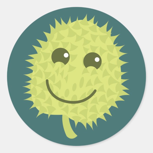 Happy Durian fruit Classic Round Sticker (Front)