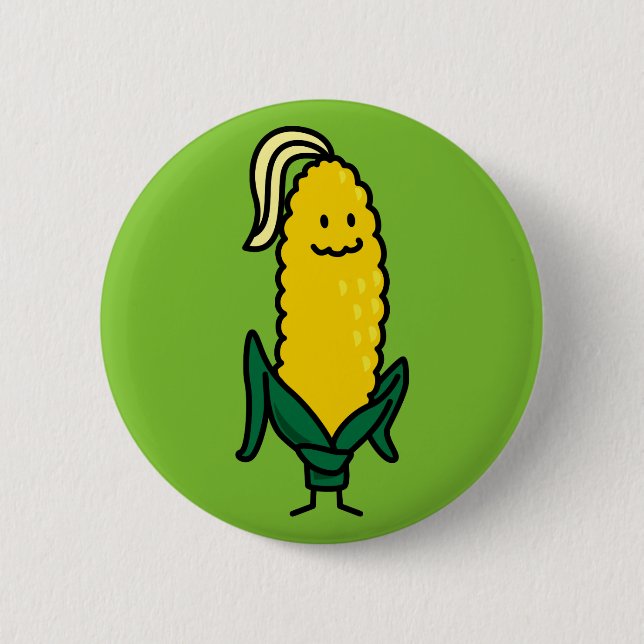 Happy Ear Corn on the Cob 2 Inch Round Button (Front)