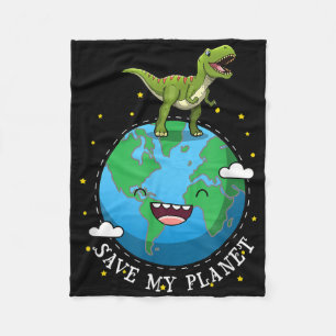 Happy Earth Day 2019 Dinosaur T-rex Kids Boy Save Fleece Blanket