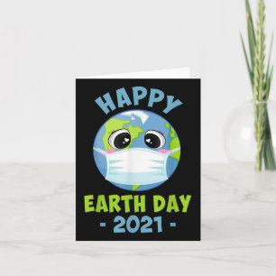 Happy Earth Day 2021 Funny Planet Earth Mask Kids Card