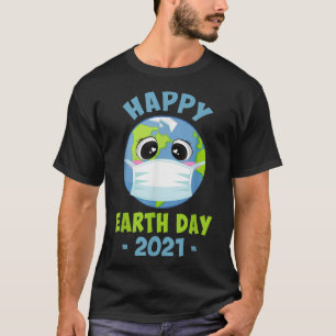 Happy Earth Day 2021 Funny Planet Earth Mask Kids T-Shirt