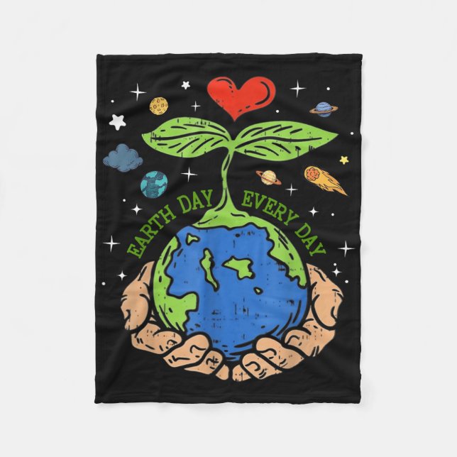 Happy Earth Day 2024 Save Our Planet Cute Earth Da Fleece Blanket (Front)