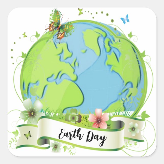 Happy Earth Day 2024 Square Sticker (Front)