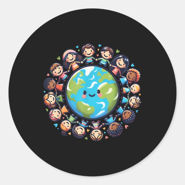 Happy Earth Day 2025 Cool Earth Day Children Kids  Classic Round Sticker (Front)