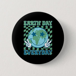 Happy Earth Day 2025 Retro Groovy Earth Day Everyd 2 Inch Round Button