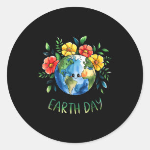 Happy earth day 2026 retro groovy earth day classic round sticker