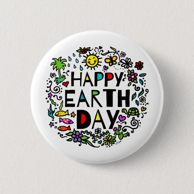 Happy Earth Day 2 Inch Round Button (Front)