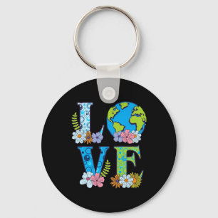 Happy Earth Day Birthday Save Nature Love Girl Env Keychain
