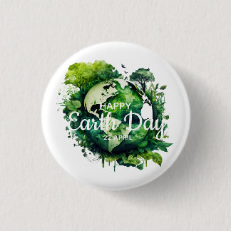 Happy earth day celebration 2026 1 inch round button