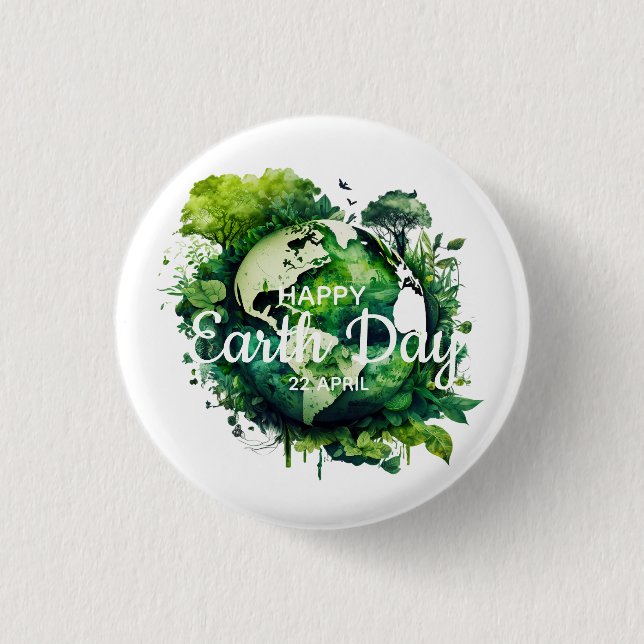 Happy earth day  celebration 2026 1 inch round button (Front)