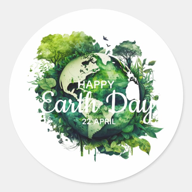 Happy earth day  celebration 2026 classic round sticker (Front)