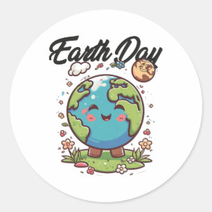 Happy Earth Day Classic Round Sticker