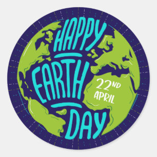 Happy Earth Day Classic Round Sticker