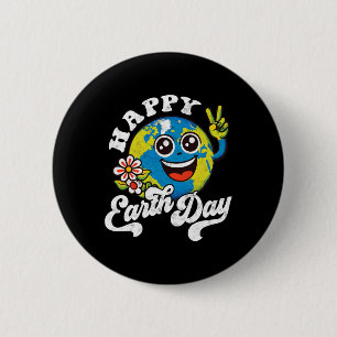 Happy Earth Day Cute Peace Sign Flower 2 Inch Round Button