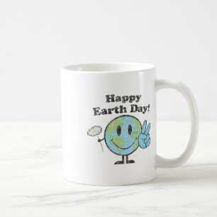 Happy Earth Day Cute Peace Sign Flower Distressed Coffee Mug