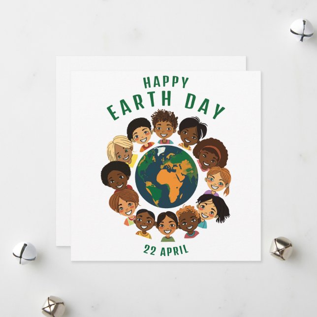 Happy Earth Day Flat Holiday Card (Front/Back In Situ)