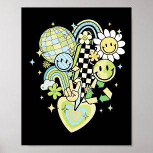 Happy Earth Day Groovy Smile Face Rainbow Women Me Poster