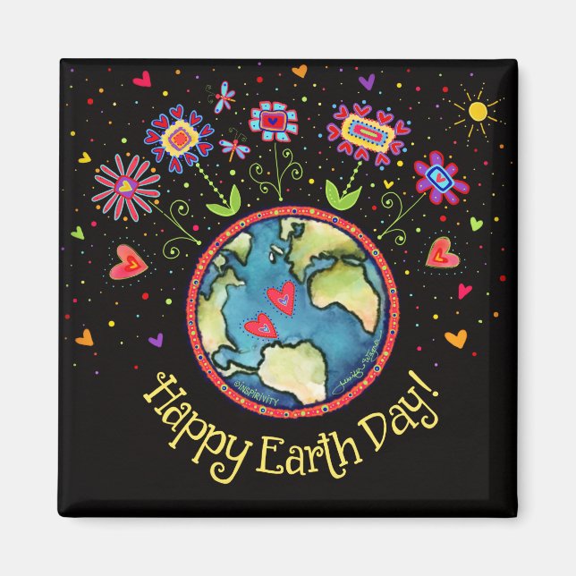 Happy Earth Day Inspirivity World Cute Flowers Magnet (Front)