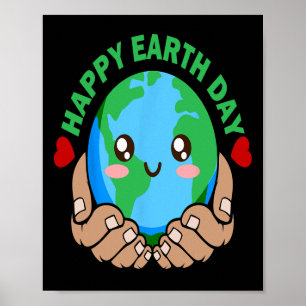 Happy Earth Day Kawaii Planet Nature Lover Environ Poster