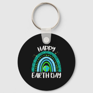 Happy Earth Day Planet With Rainbow T Shirt Keychain