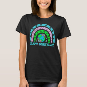 Happy Earth Day Rainbow  Cute Doodle Floral Graphi T-Shirt