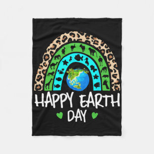 Happy Earth Day Rainbow Cute Earth Lovers Kids Tod Fleece Blanket