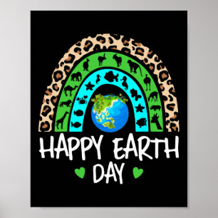 Happy Earth Day Rainbow Cute Earth Lovers Kids Tod Poster