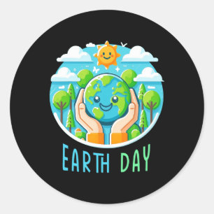 Happy Earth Day Save Earth Cute Earth Day Classic Round Sticker