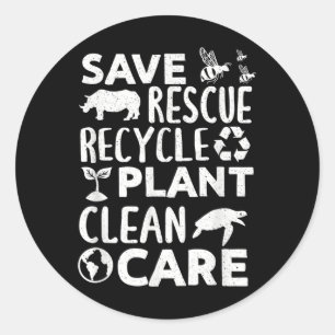Happy Earth Day Save Rescue Recycle Funny Science  Classic Round Sticker
