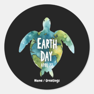 Happy Earth Day Save The Earth and Save The Turtle Classic Round Sticker
