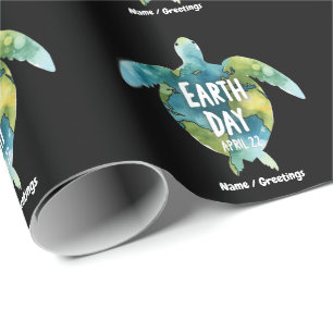 Happy Earth Day Save The Earth and Save The Turtle Wrapping Paper