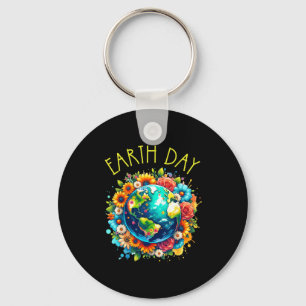 Happy Earth Day Shirt Cute Earth With Floral Earth Keychain