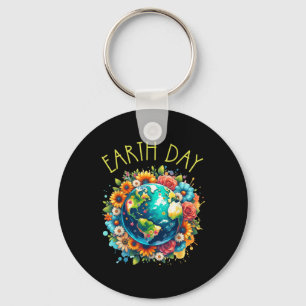Happy Earth Day Shirt Cute Earth With Floral Earth Keychain