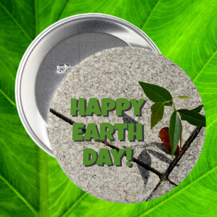 Happy Earth Day Tree Seedling New Growth 3 Inch Round Button