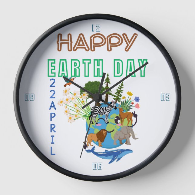 Happy Earth Day Wall Clock (Front)