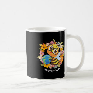 Happy Earth Day With Floral Flowers And Bee - Kids Coffee Mug