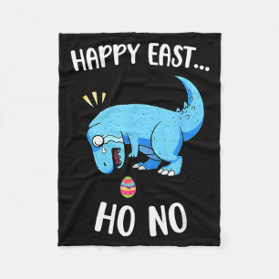 Happy east oh no funny trex dinosaur boys easter H Fleece Blanket