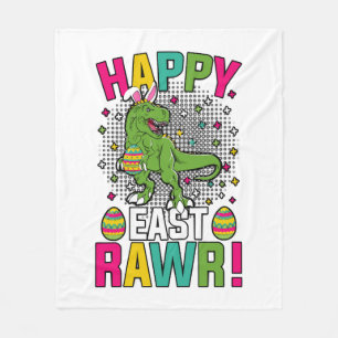 Happy East Rawr Easter T-Rex Fleece Blanket