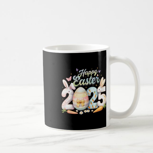 Happy Easter 2025 Bunny Rabbit Face Easter Day Wom Coffee Mug (Right)