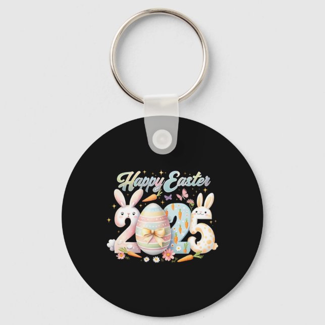Happy Easter 2025 Bunny Rabbit Face Easter Day Wom Keychain (Front)