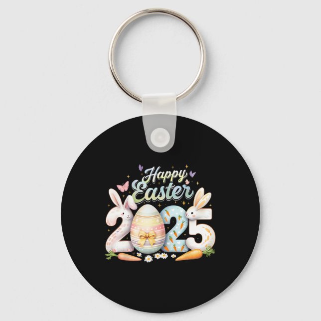 Happy Easter 2025 Bunny Rabbit Face Easter Day Wom Keychain (Front)