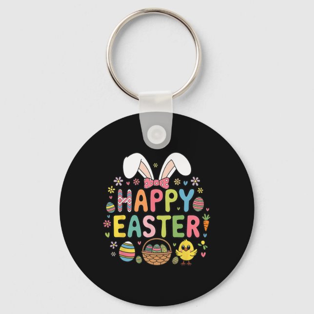 Happy Easter 2025 Cute Bunny Rabbit Easter Day Wom Keychain (Front)
