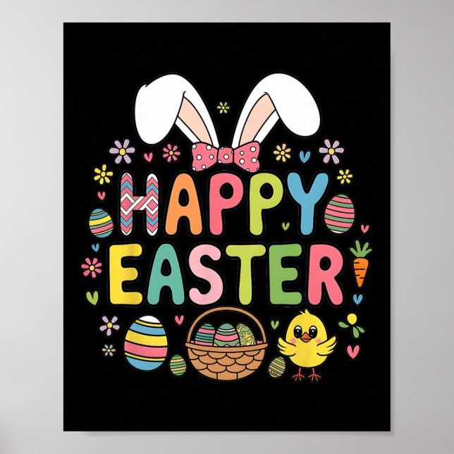 Happy Easter 2025 Cute Bunny Rabbit Easter Day Wom Poster (Front)