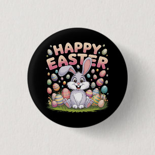Happy Easter 2025 Eggs Bunny Cute Rabbit 1 Inch Round Button
