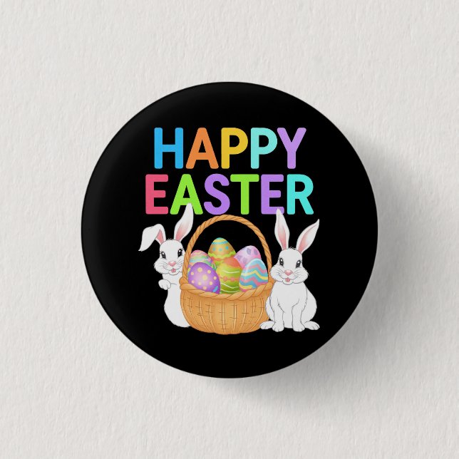 Happy Easter 2025  Eggs Bunny Cute Rabbit 1 Inch Round Button (Front)