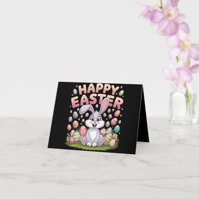 Happy Easter 2025  Eggs Bunny Cute Rabbit Card (Orchid)