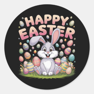 Happy Easter 2025 Eggs Bunny Cute Rabbit Classic Round Sticker