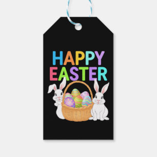 Happy Easter 2025  Eggs Bunny Cute Rabbit Gift Tags